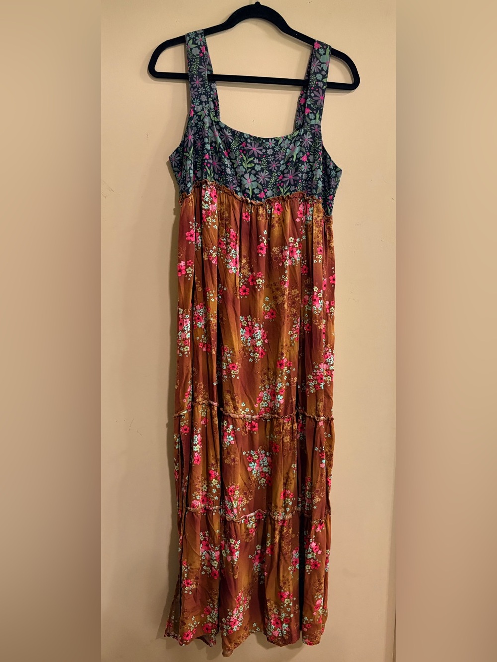 NATURAL LIFE Tiered Floral Boho Retro Maxi Dress Medium - Picture 2 of 7